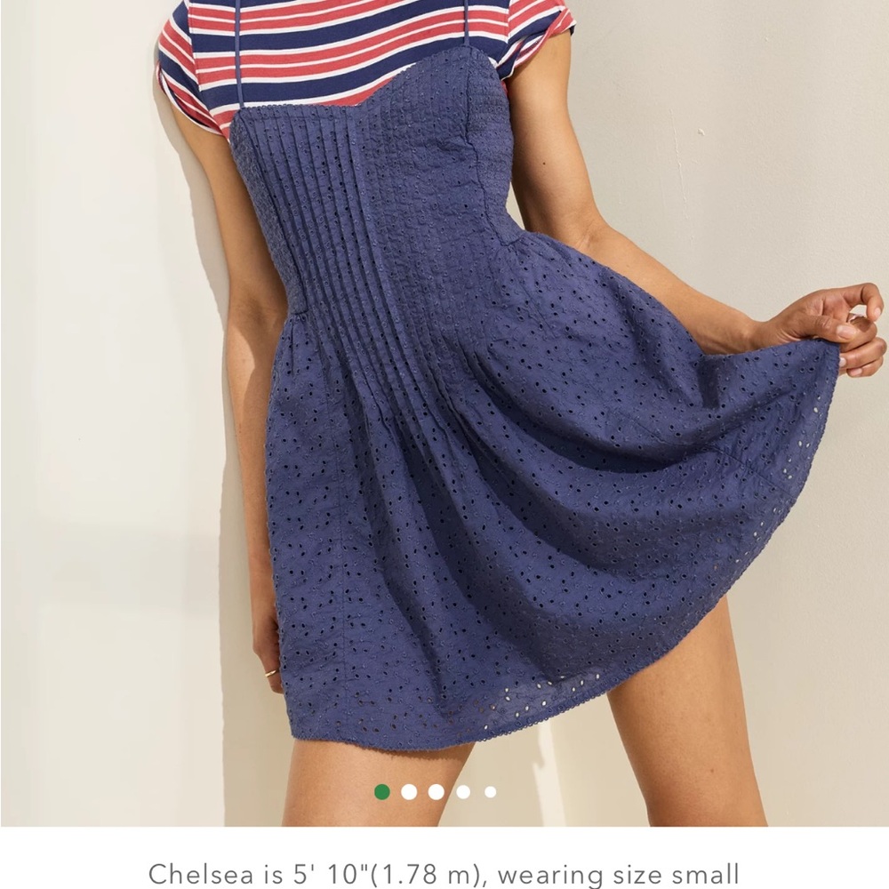 Aerie Navy Blue Eyelet Dress